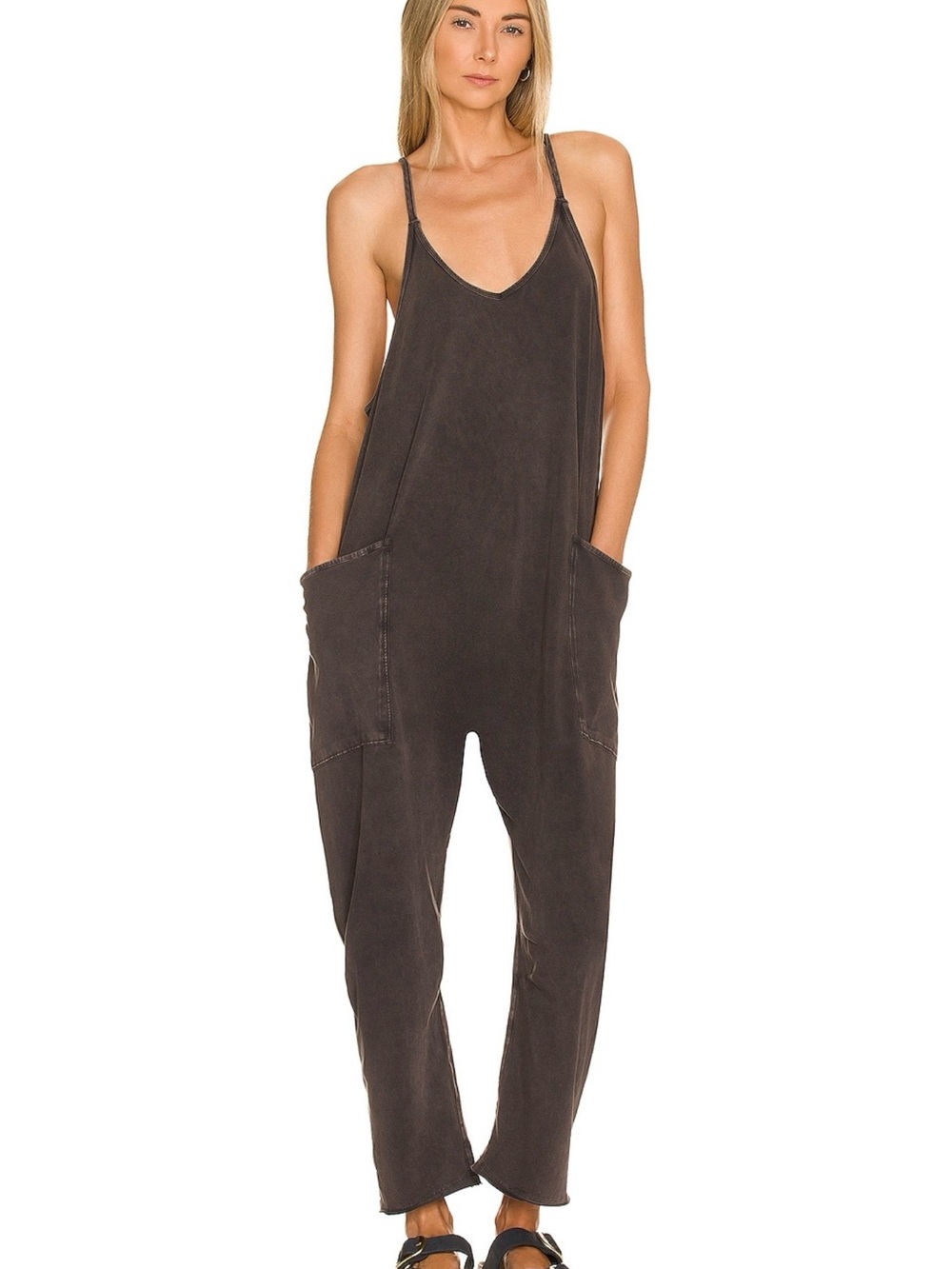 FP Movement by Free People Dark Brown Relaxed Tank Jumpsuit